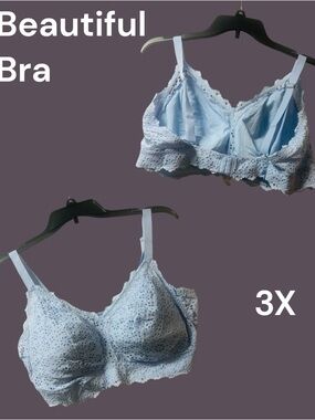 3X Light Blue Lace Comfortable Bra